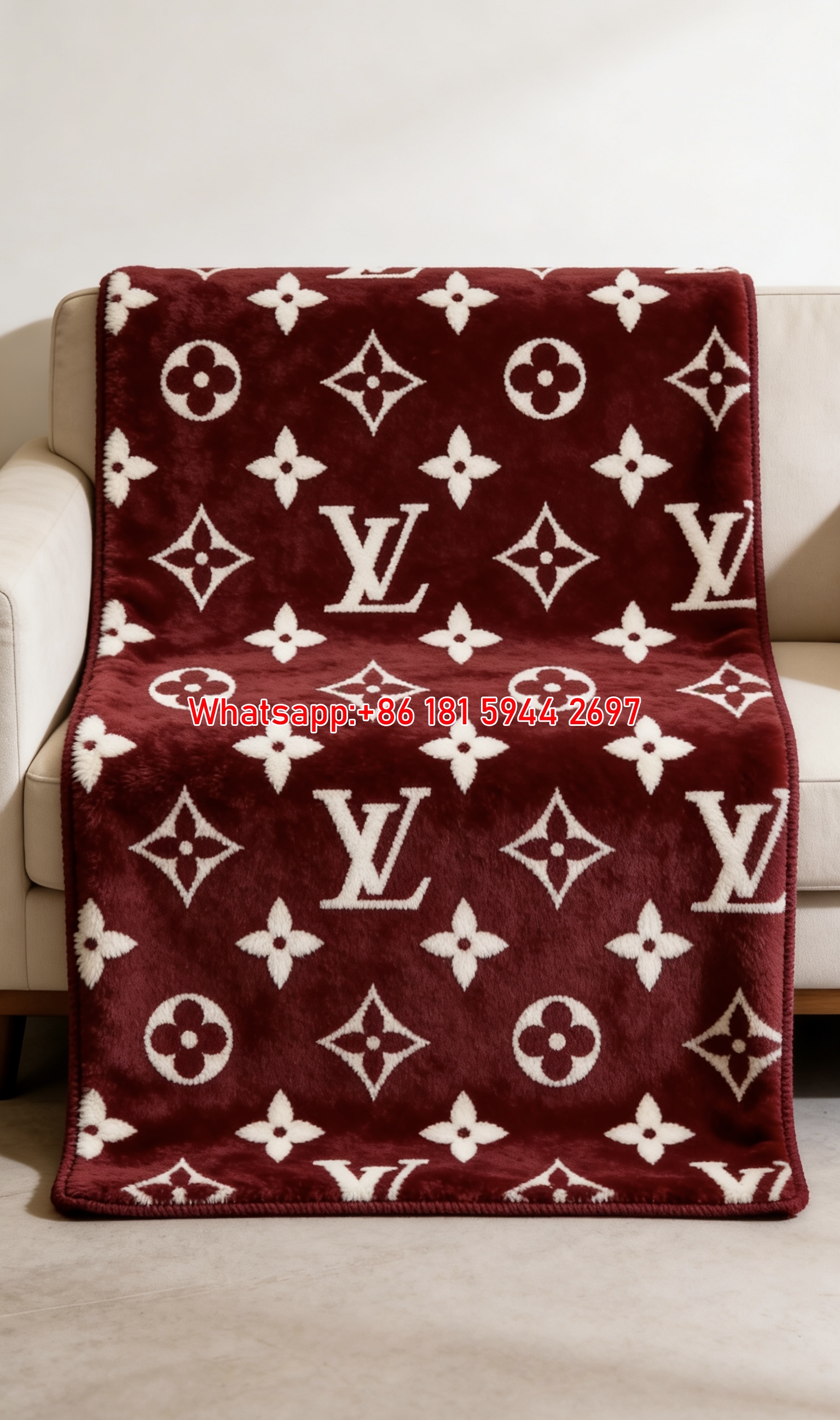 LV Red Monogram Blanket IMG_3016